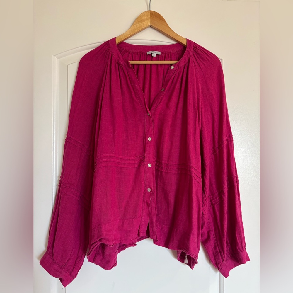 Rails fucsia linen blouse size L. EUC - Picture 4 of 8